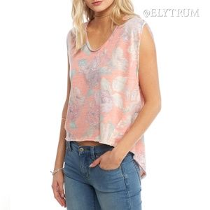 Free People Floral Gardenia Orange Combo Tee